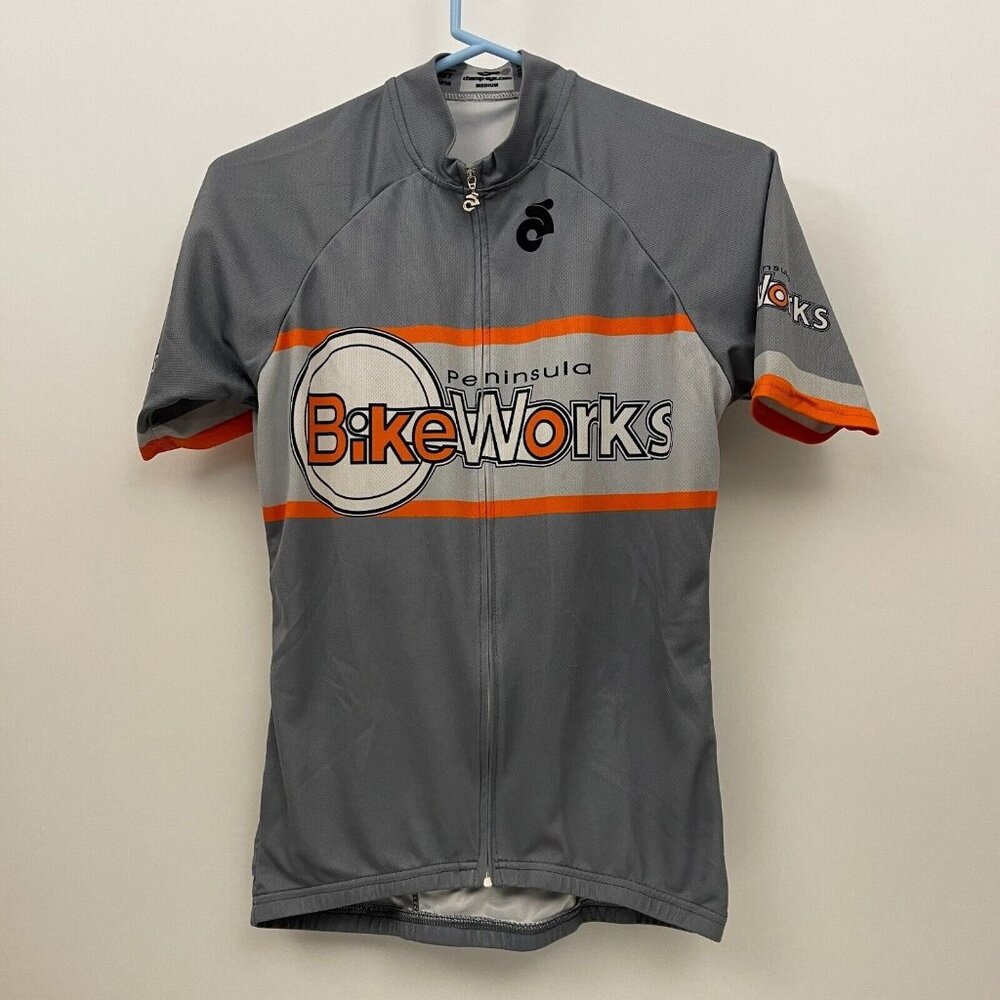 Champion System Men's Cycling Jersey Size M Gray Full Zip Race Cut Short Sleeve